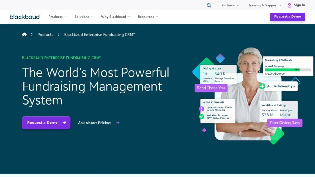 Blackbaud Enterprise Fundraising CRM™ screenshot