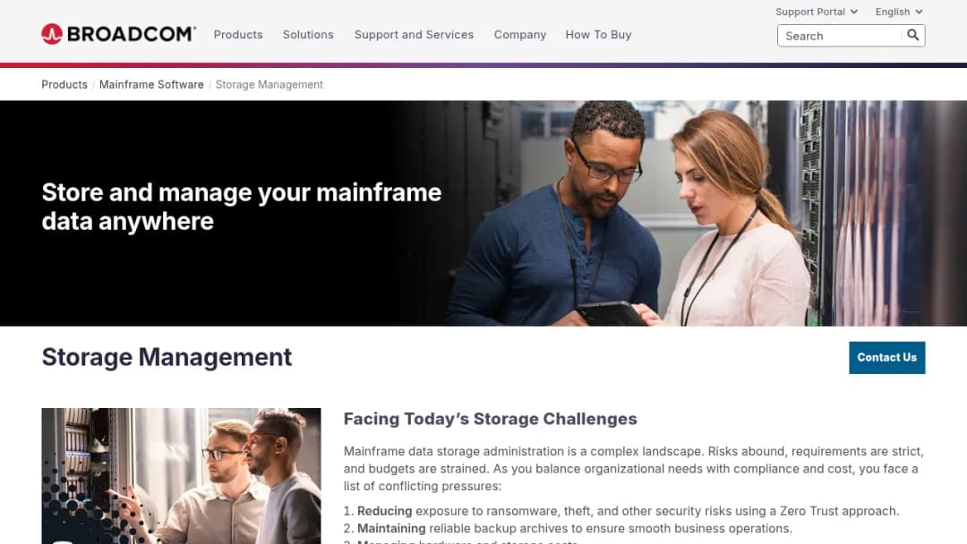 Broadcom Mainframe Storage Management screenshot