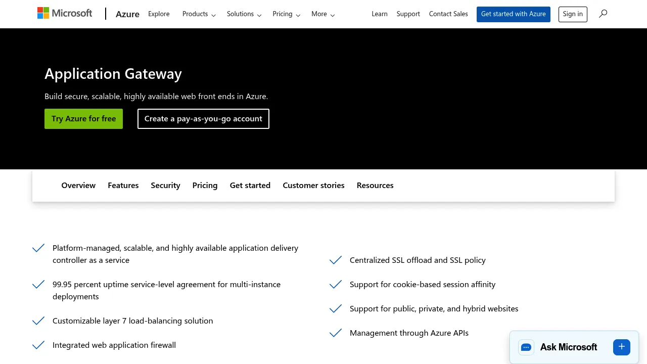 Application Gateway screenshot