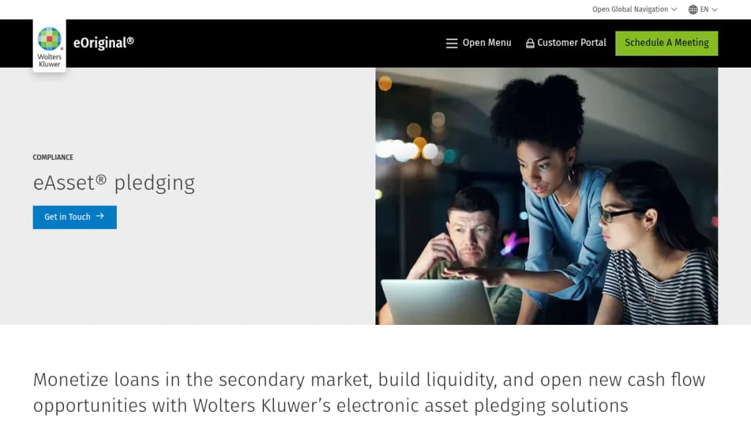 Wolters Kluwer eAsset® pledging screenshot