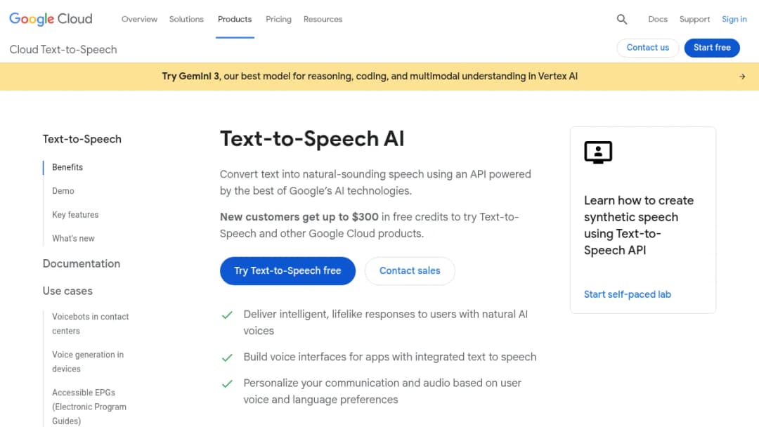 Cloud Text-to-Speech screenshot