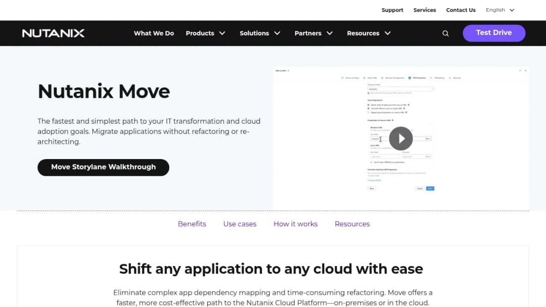 Nutanix Move screenshot