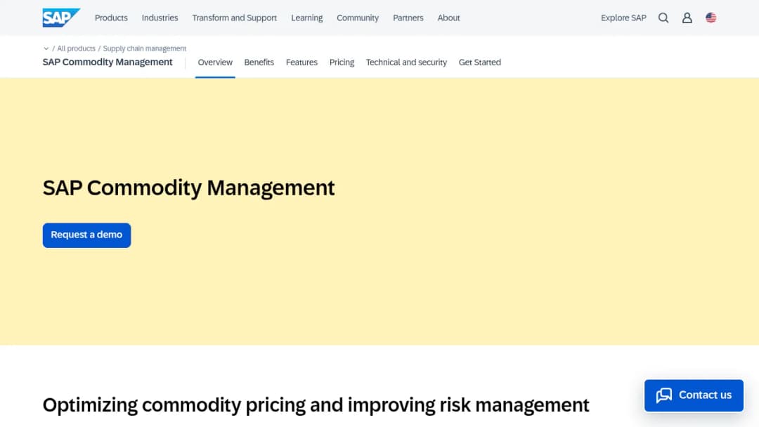 SAP Commodity Management screenshot