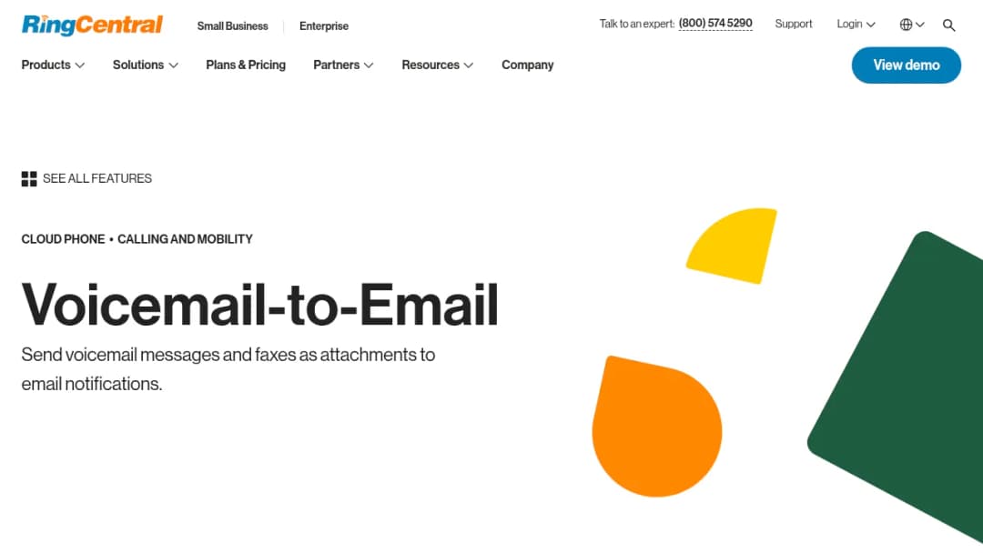 RingCentral Voicemail-to-email screenshot