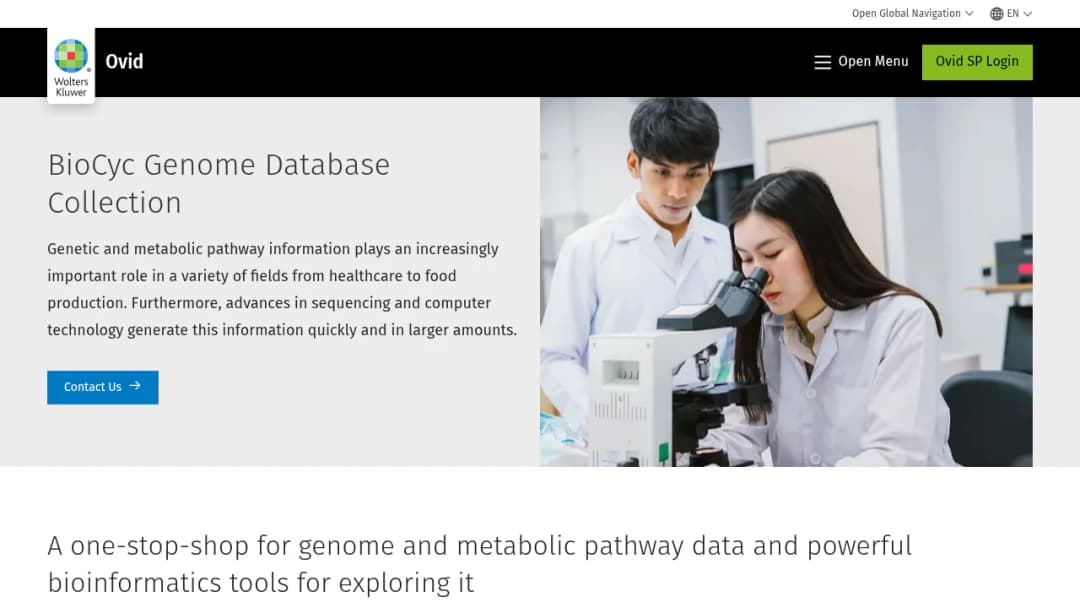 Wolters Kluwer Ovid: BioCyc Genome Database Collection screenshot