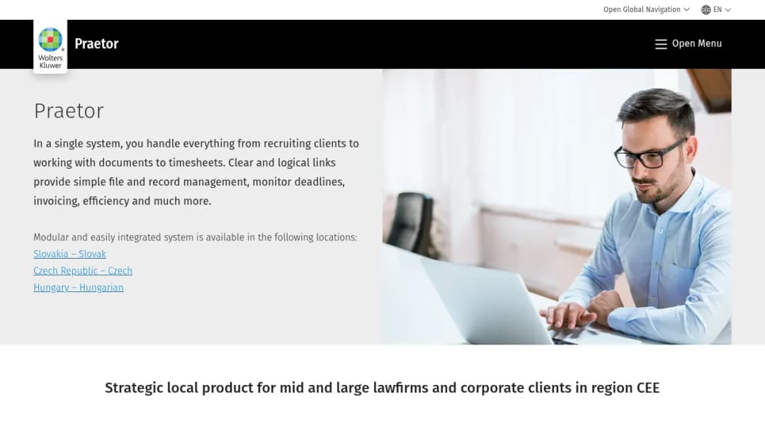 Wolters Kluwer Praetor screenshot