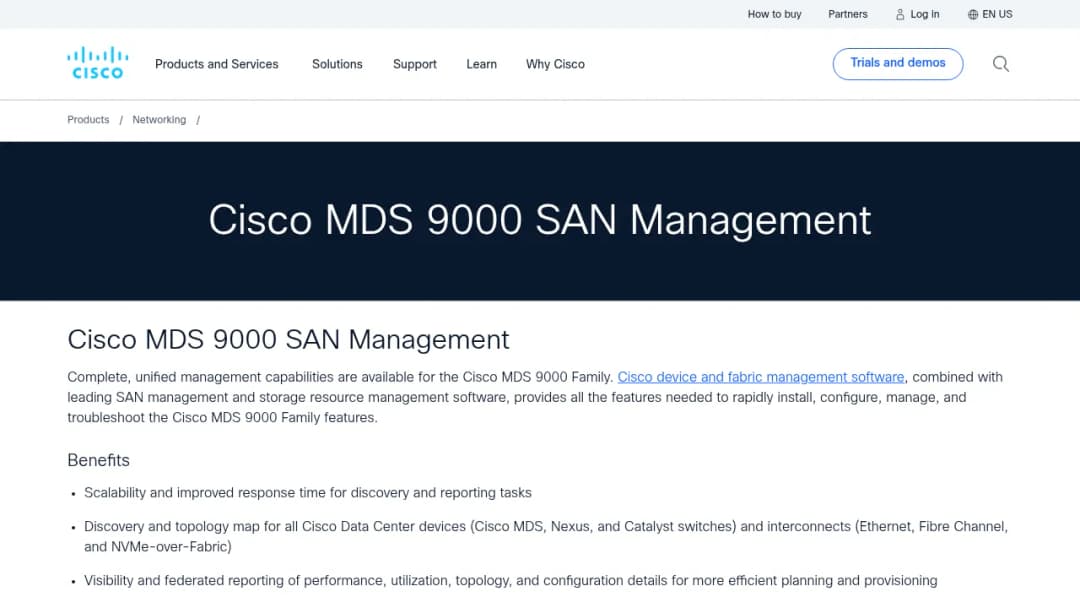 Cisco MDS 9000 SAN Management screenshot