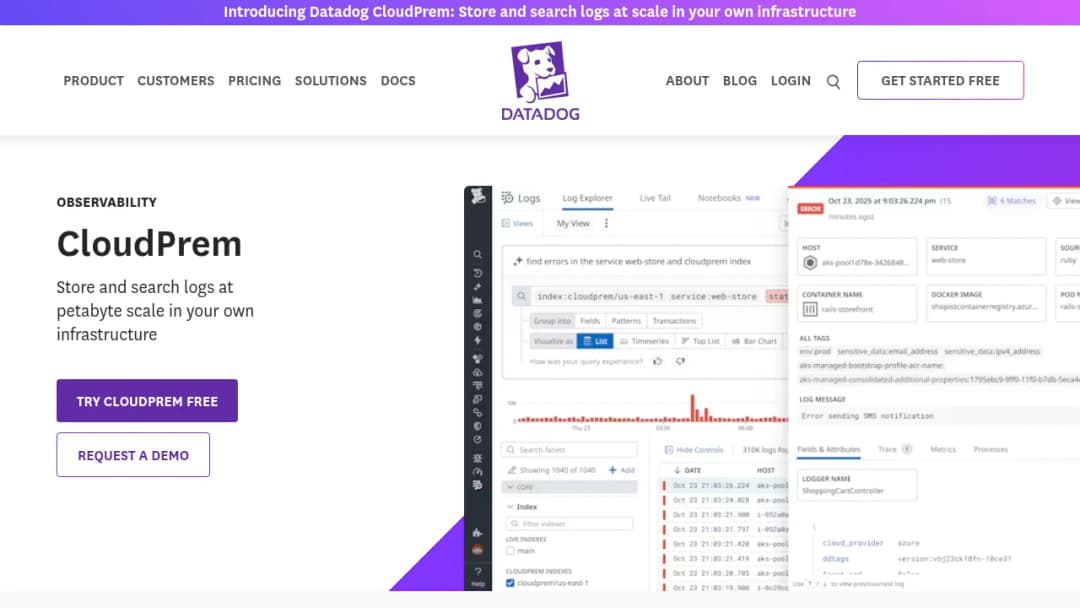Datadog CloudPrem screenshot