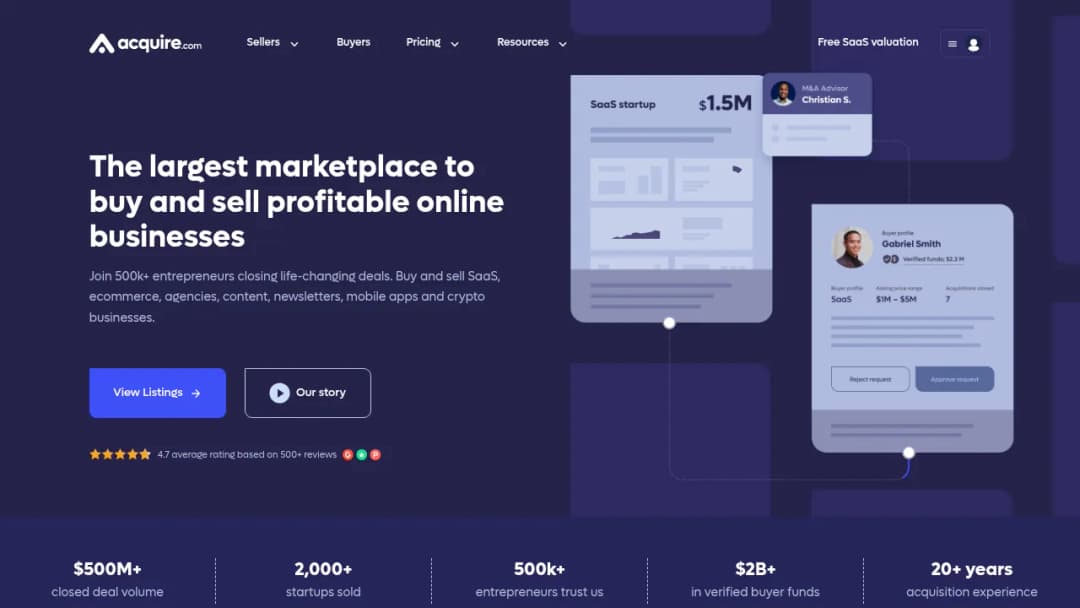 Acquire.com screenshot