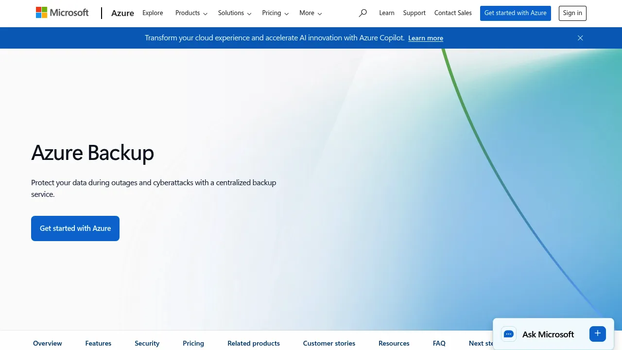 Azure Backup screenshot