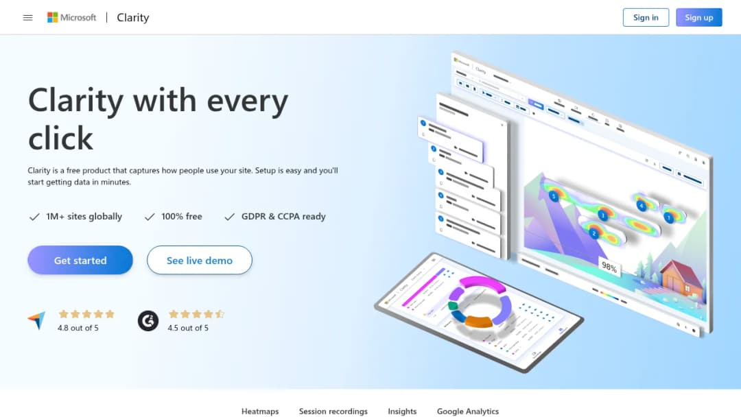 Microsoft Clarity screenshot