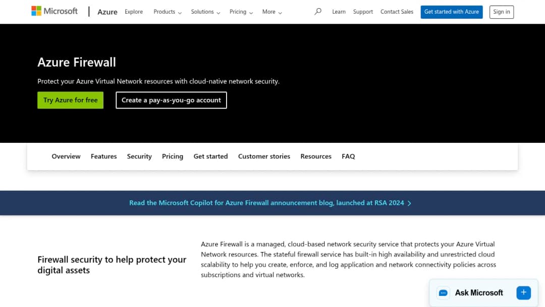 Azure Firewall screenshot