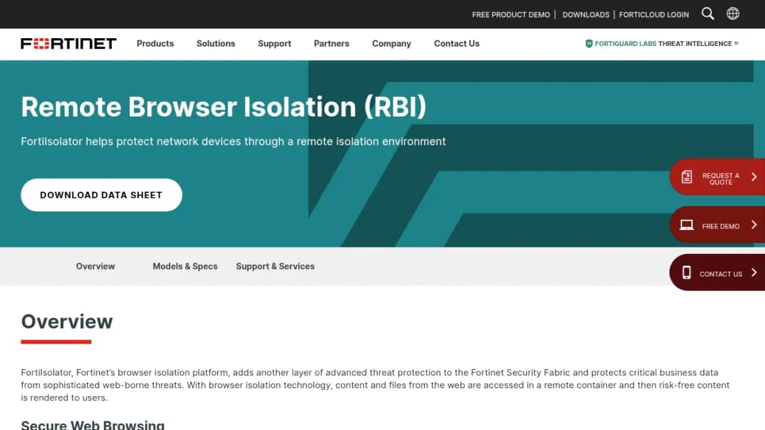 Fortinet FortiIsolator screenshot