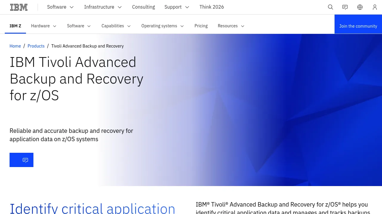 IBM Tivoli Advanced Backup and Recovery screenshot