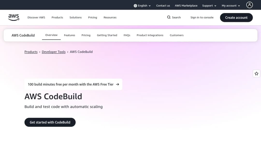 AWS CodeBuild screenshot