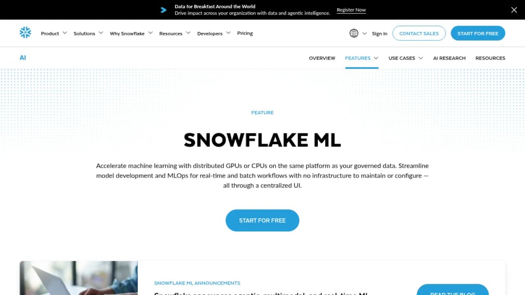 Snowflake ML screenshot