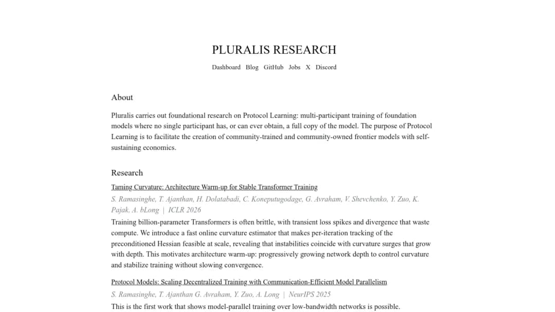 Pluralis Research screenshot