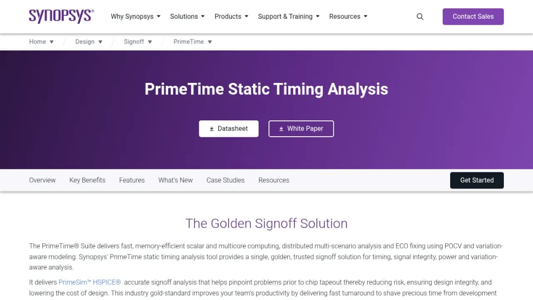 Synopsys PrimeTimeDesign Signoff screenshot
