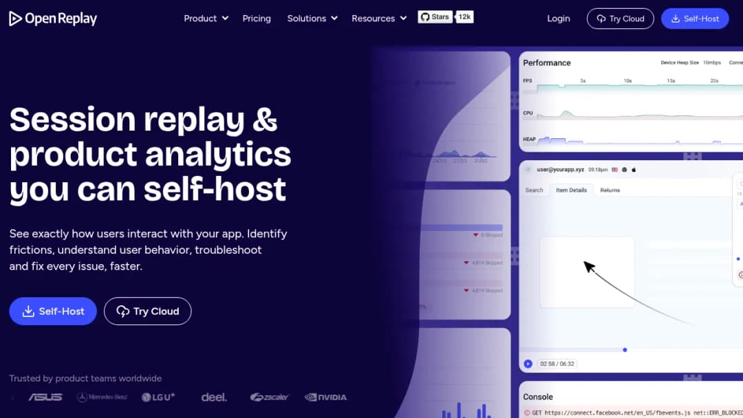 OpenReplay screenshot