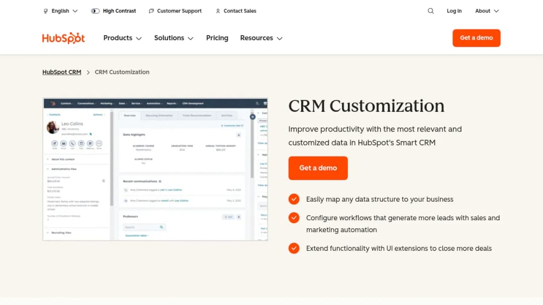 HubSpot CRM Customization screenshot