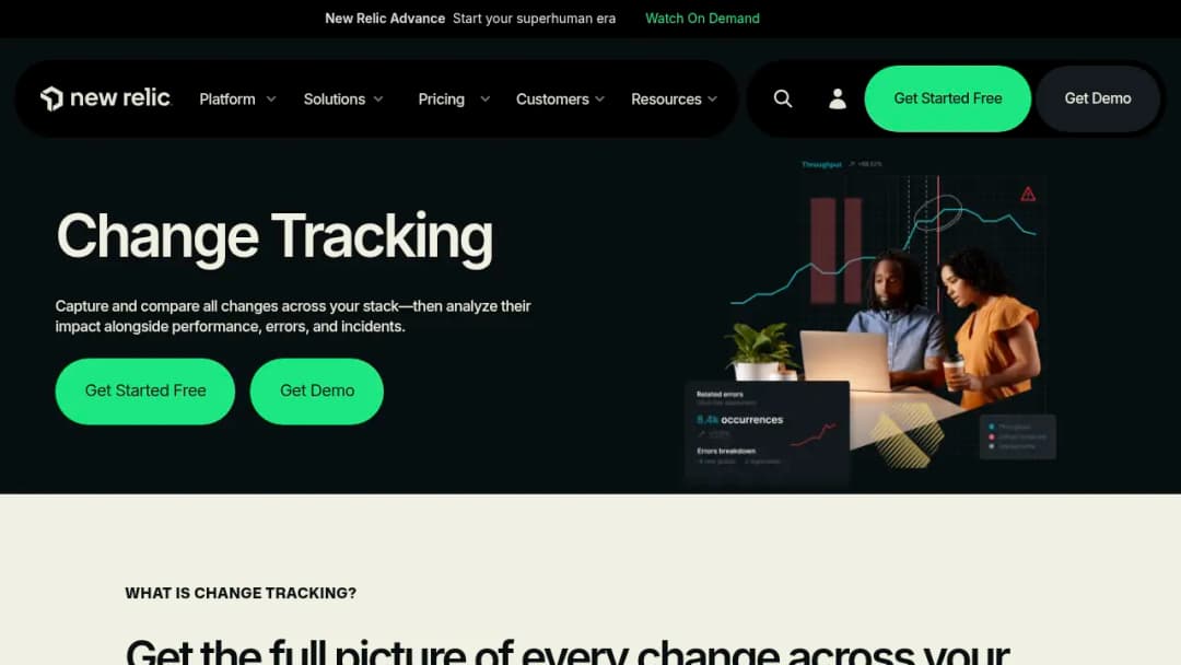 New Relic Change Tracking screenshot