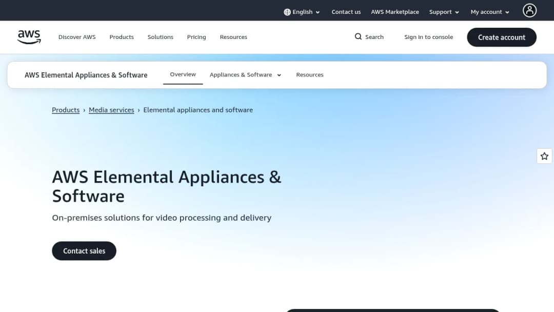 AWS Elemental Appliances & Software screenshot