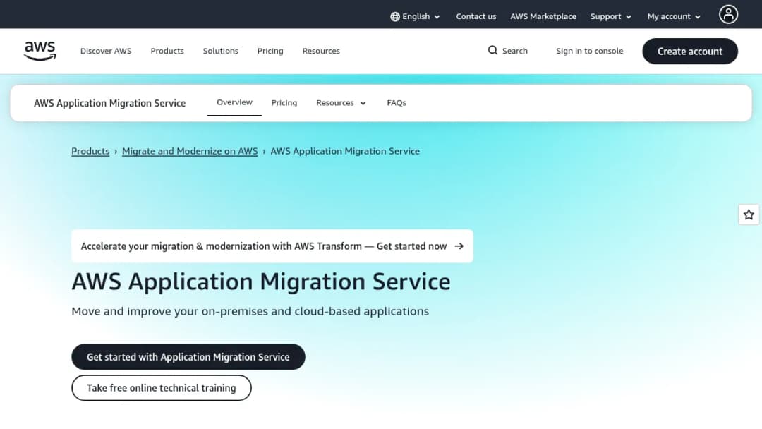 AWS Application Migration Service (MGN) screenshot