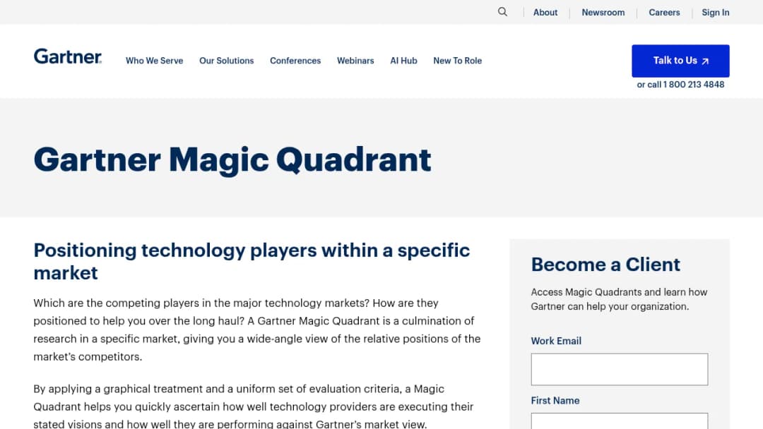 Gartner Magic Quadrant screenshot