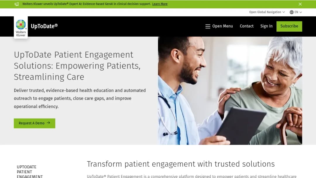 Wolters Kluwer UpToDate® Patient Engagement screenshot