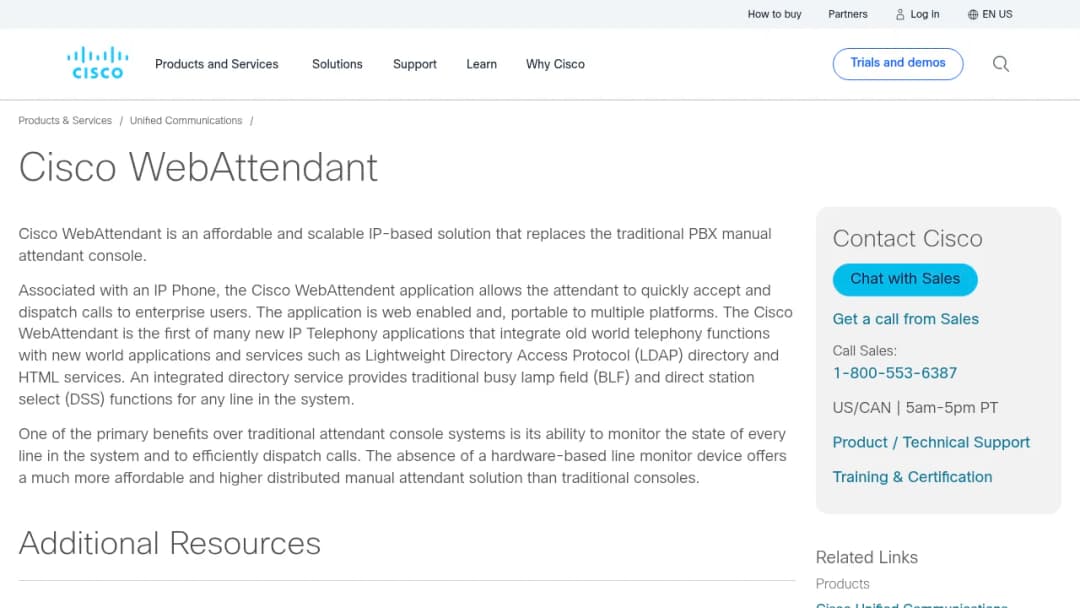 Cisco WebAttendant screenshot