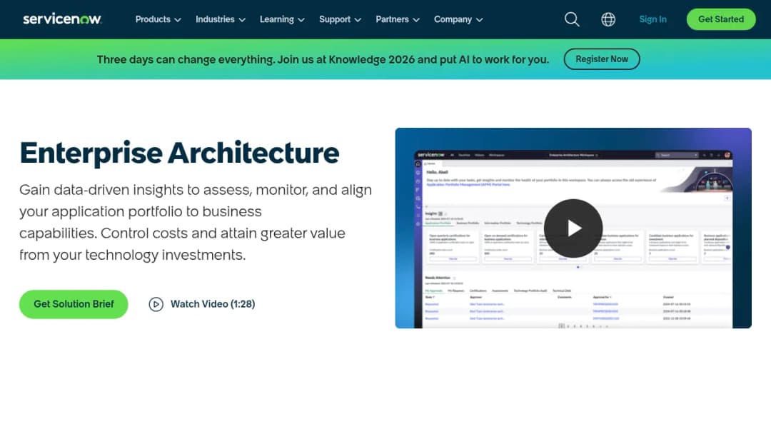 ServiceNow Enterprise Architecture screenshot