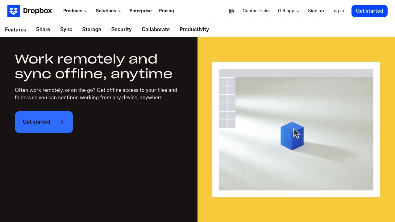 Dropbox Work remotely and offline screenshot