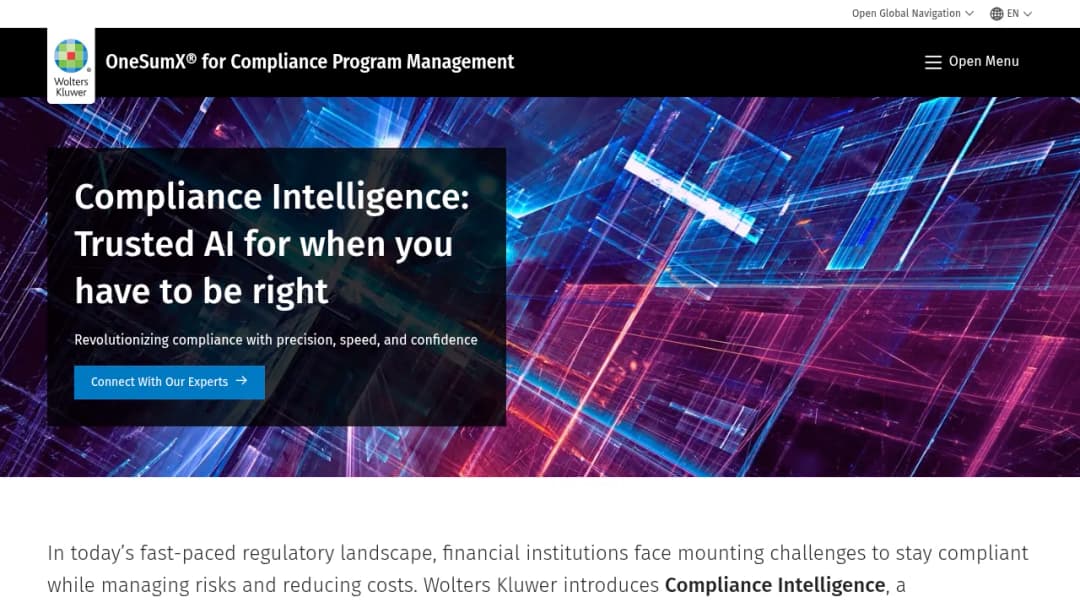 Wolters Kluwer Compliance Intelligence screenshot