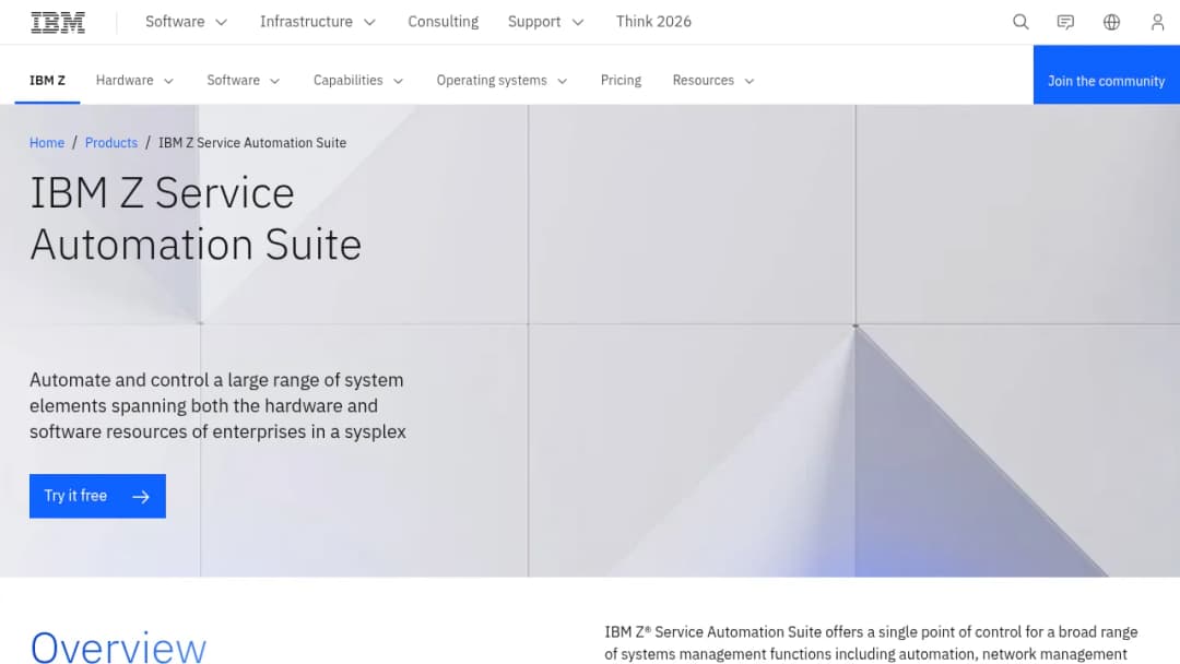 IBM Z Service Automation Suite screenshot