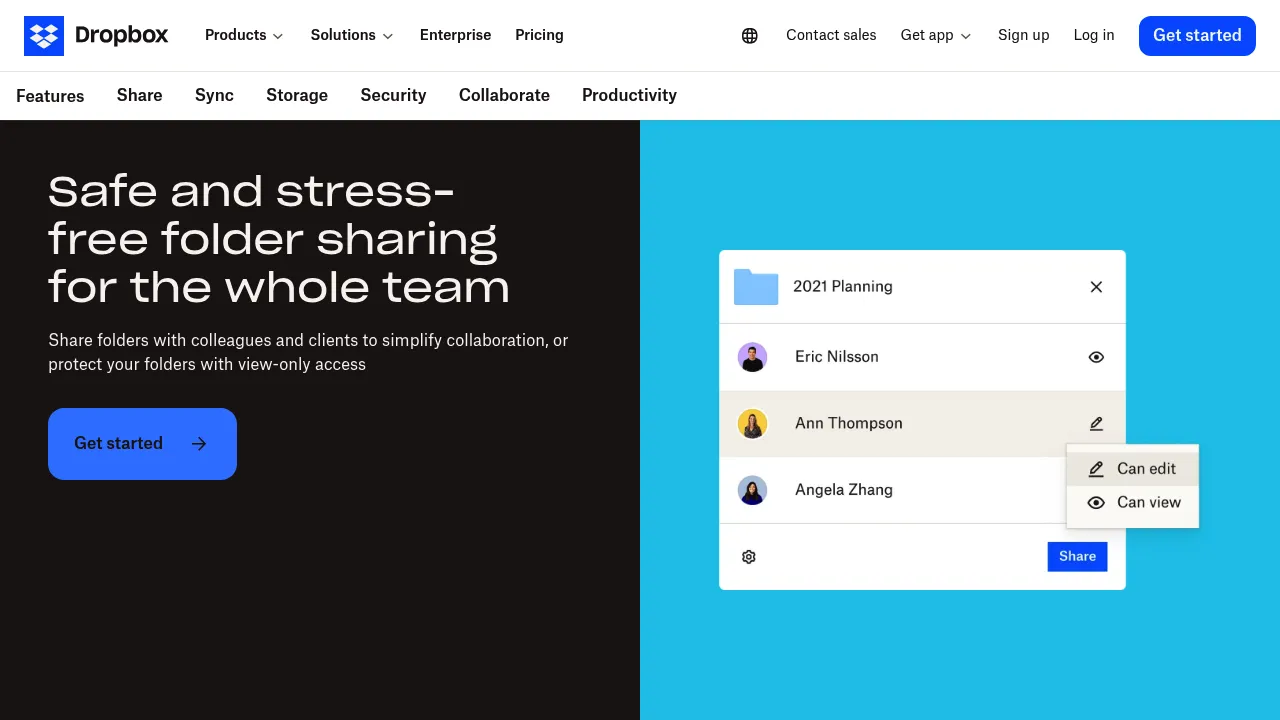Dropbox Folder sharing screenshot