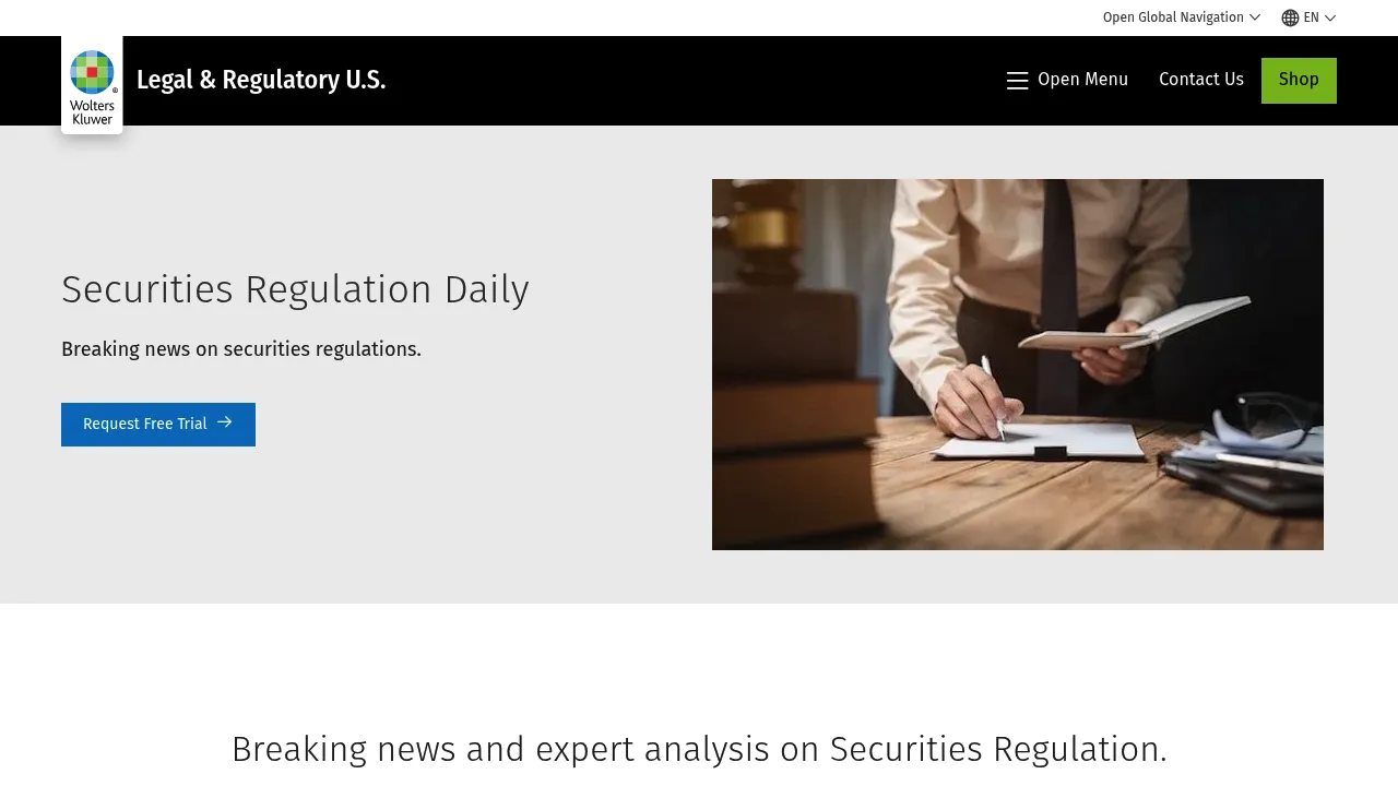 Wolters Kluwer Securities Regulation Daily screenshot