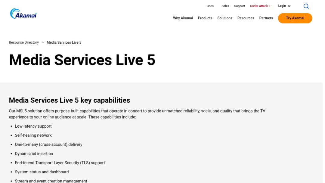 Akamai Media Services Live screenshot