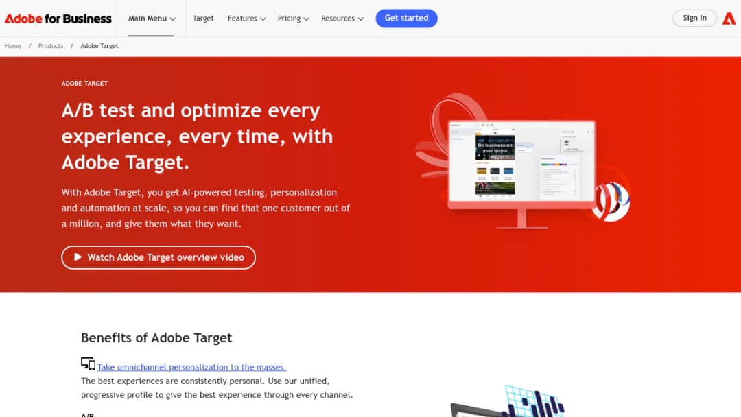 Adobe Target screenshot
