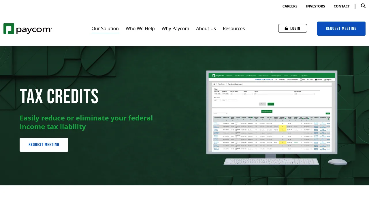 Paycom Tax Credits screenshot