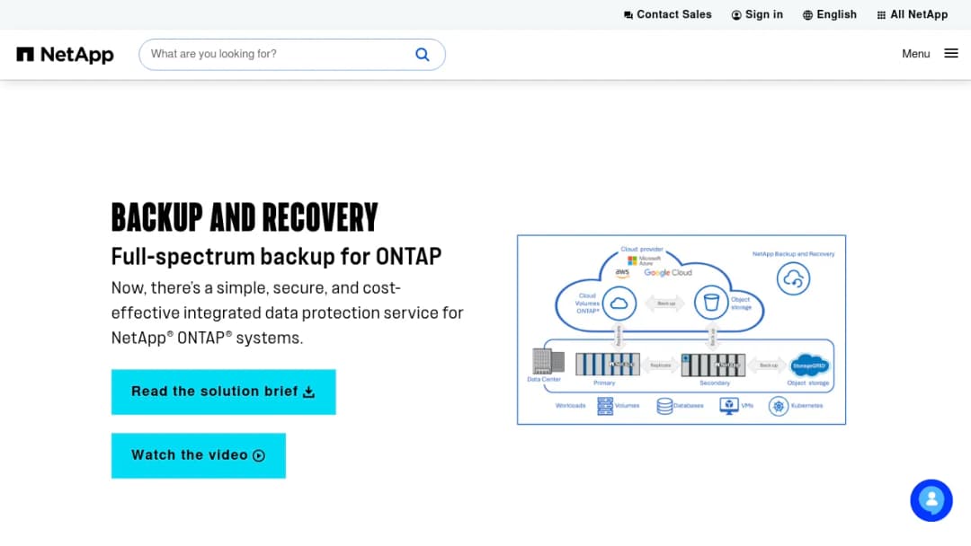 NetApp Backup and Recovery screenshot