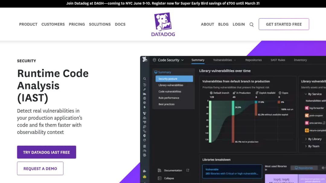 Datadog Runtime Code Analysis screenshot