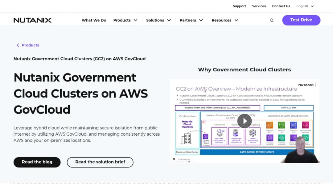 Nutanix Government Cloud Clusters screenshot