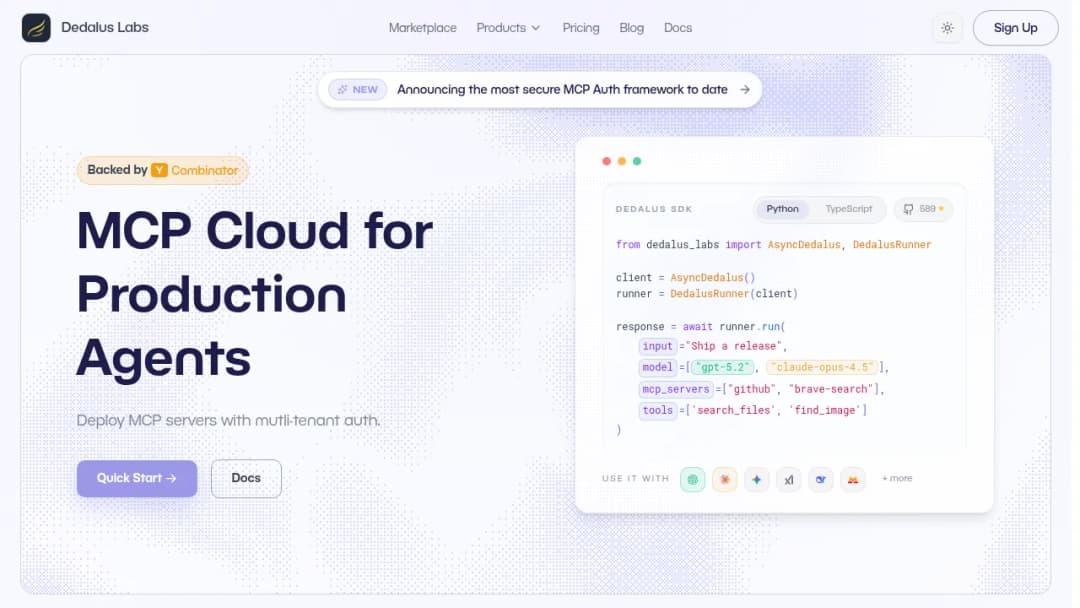 Dedalus Labs screenshot