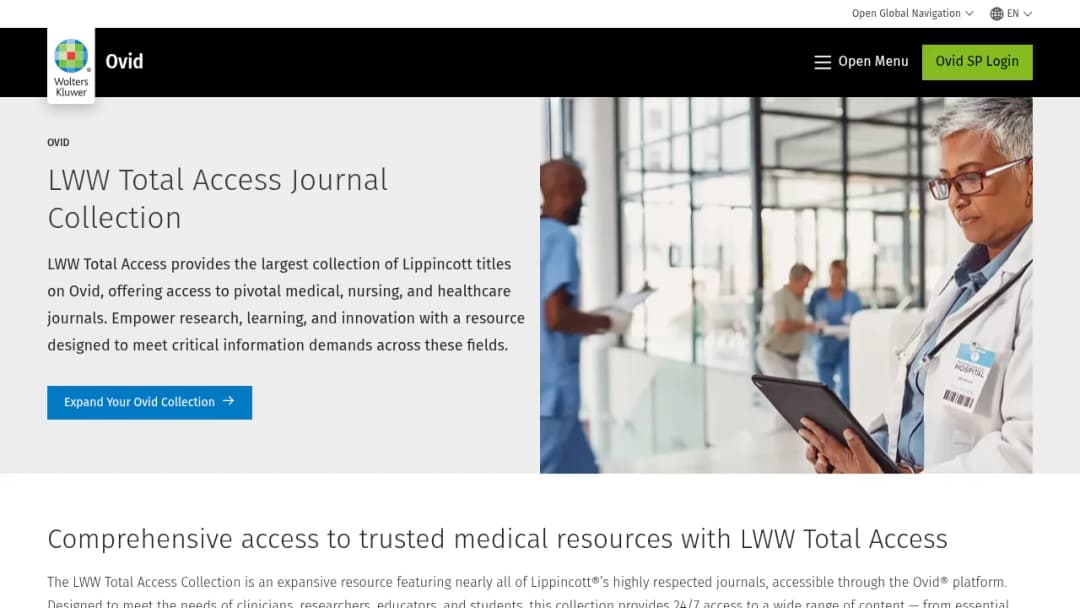 Wolters Kluwer LWW Total Access Journal Collection screenshot