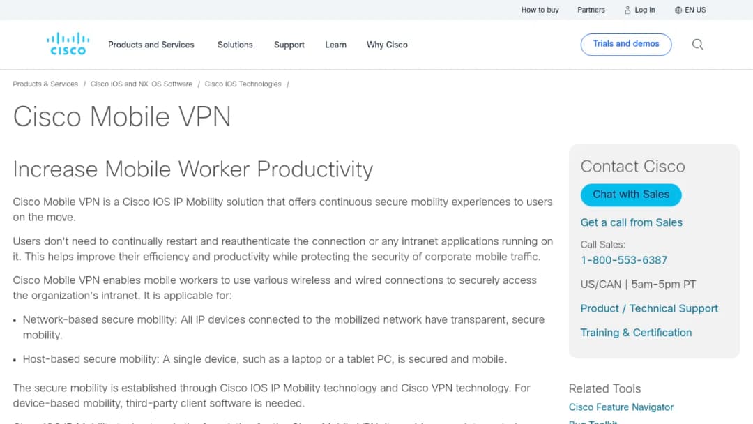 Cisco Mobile VPN screenshot
