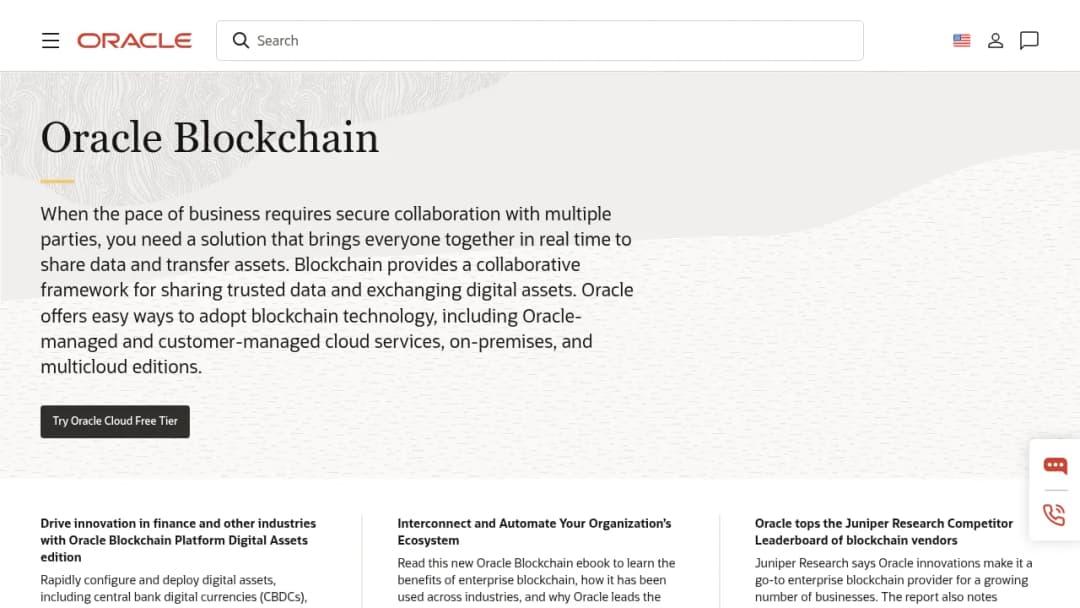 Oracle Blockchain screenshot