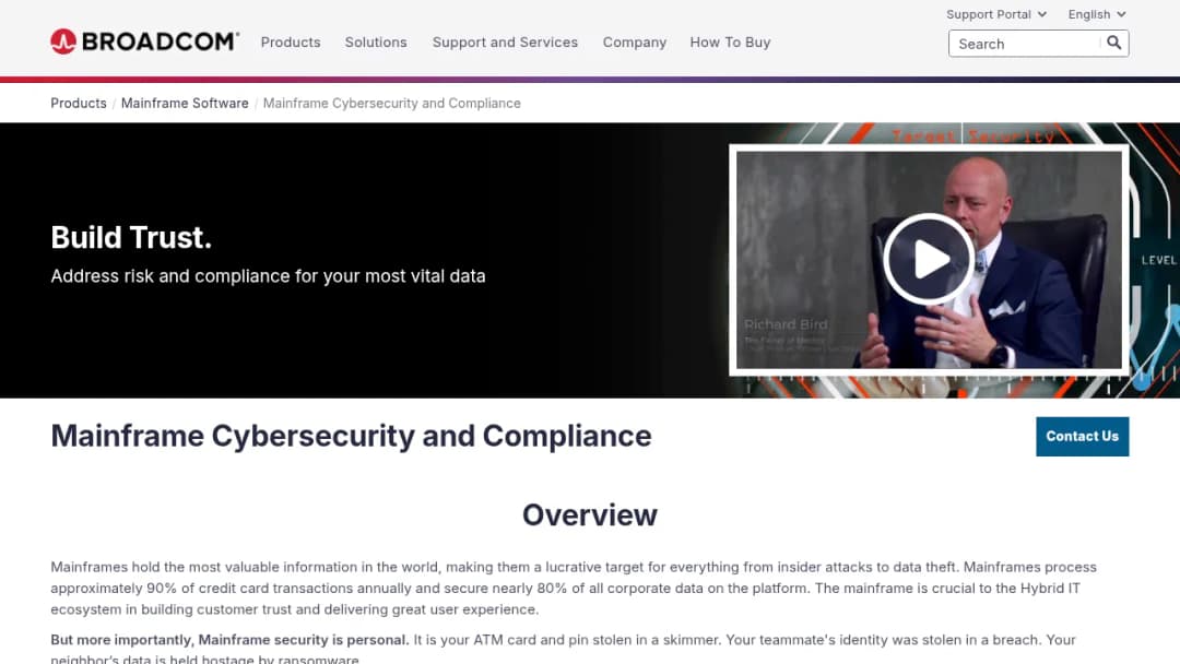 Broadcom Mainframe Cybersecurity and Compliance screenshot