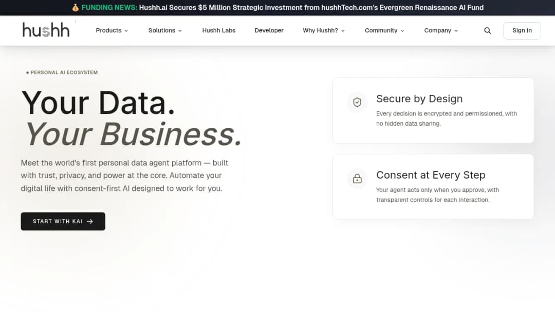 Hushh AI - Personal and Business Agent Solutions for Financial Advisory And Lifestyle Industry screenshot