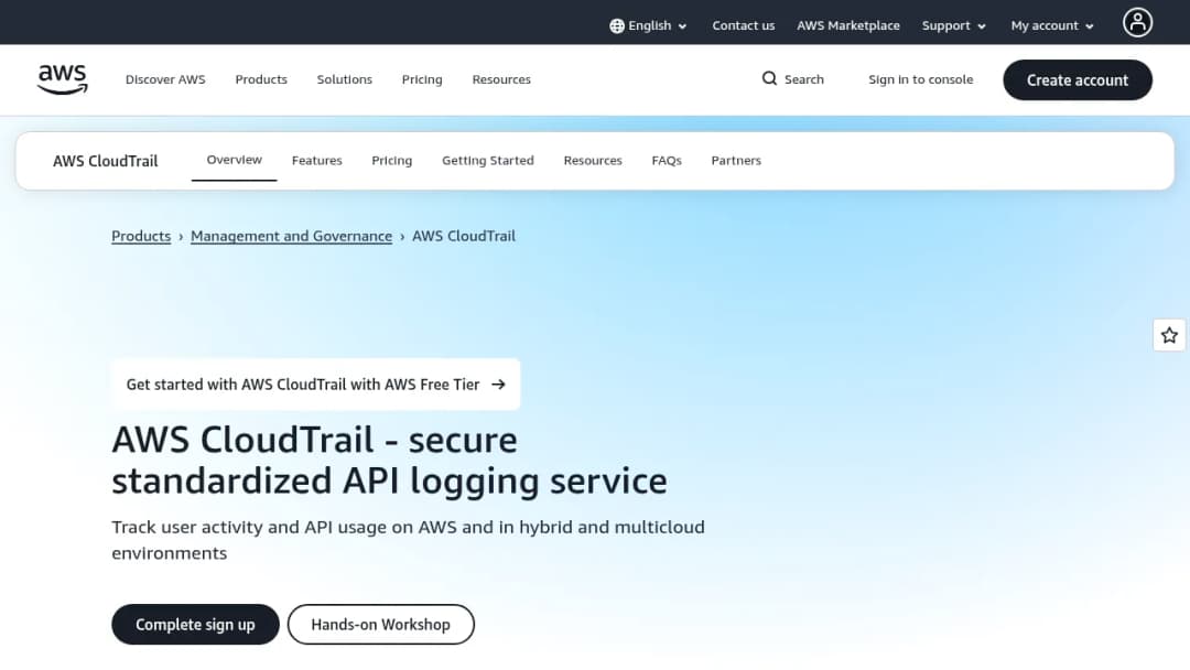 AWS CloudTrail screenshot