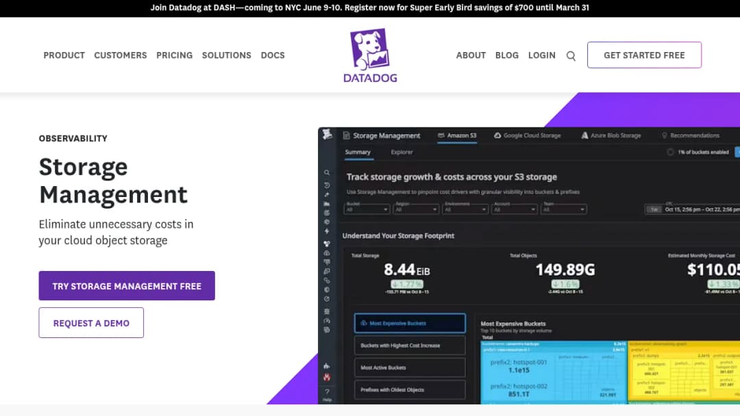 Datadog Storage Management screenshot